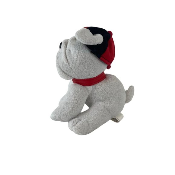 Burton+BURTON White Geogia French Bull Dog Plush 7" Red Black Cap Stuffed Puppy - Picture 4 of 6